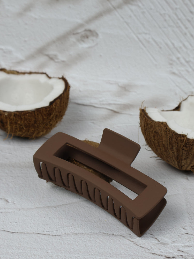 Claw Clip - Jumbo Elongated Rectangle - Chocolate Main image