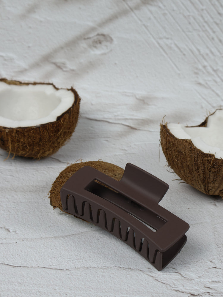 Claw Clip - Medium Elongated Rectangle - Chocolate Main image