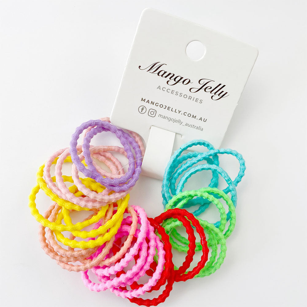 MANGO JELLY Kids Hair Ties (3cm) - Bubbly Neon -Twin Pack Main image