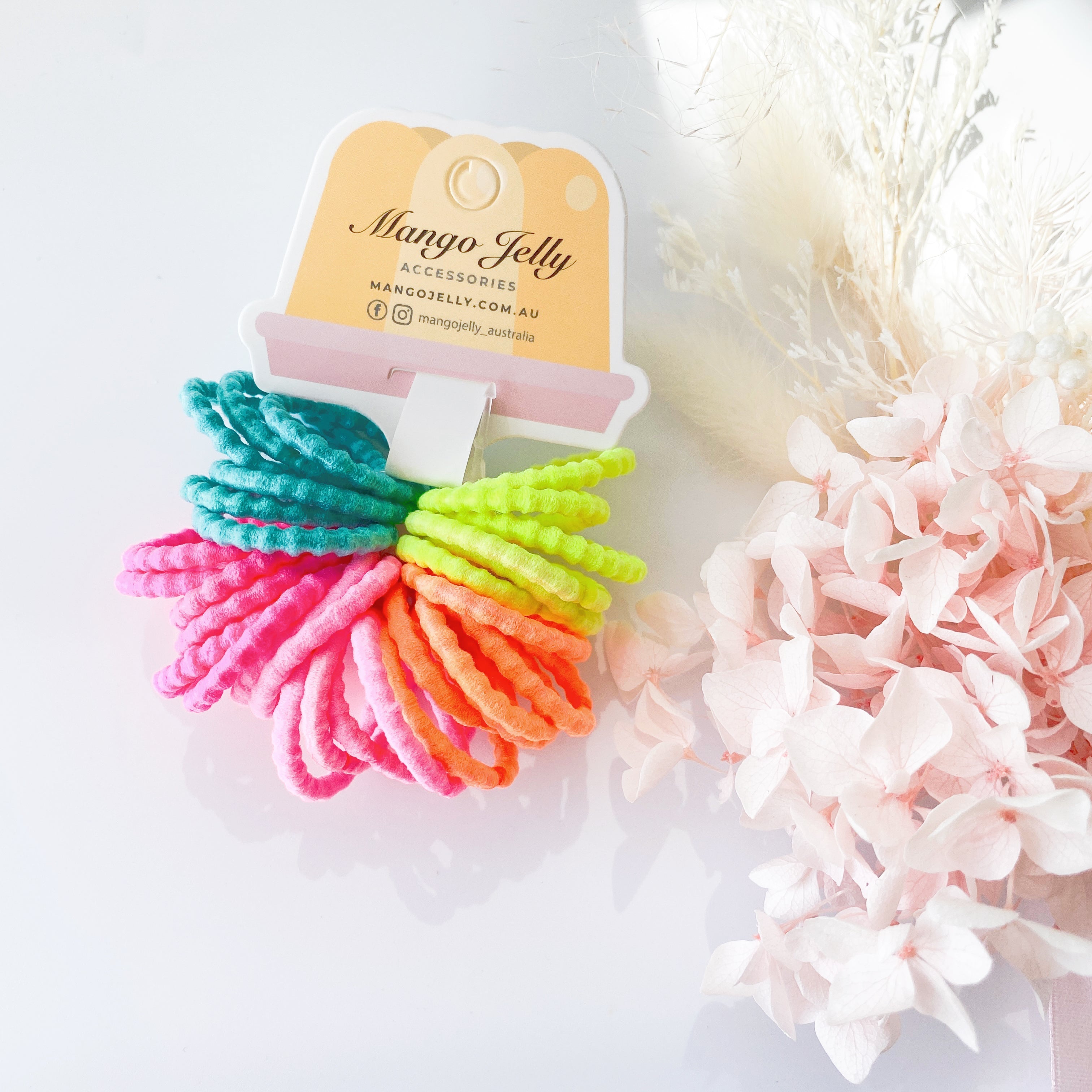 MANGO JELLY Kids Hair Ties (3cm) - Bubbly Neon (THICK) - Three Pack Main image