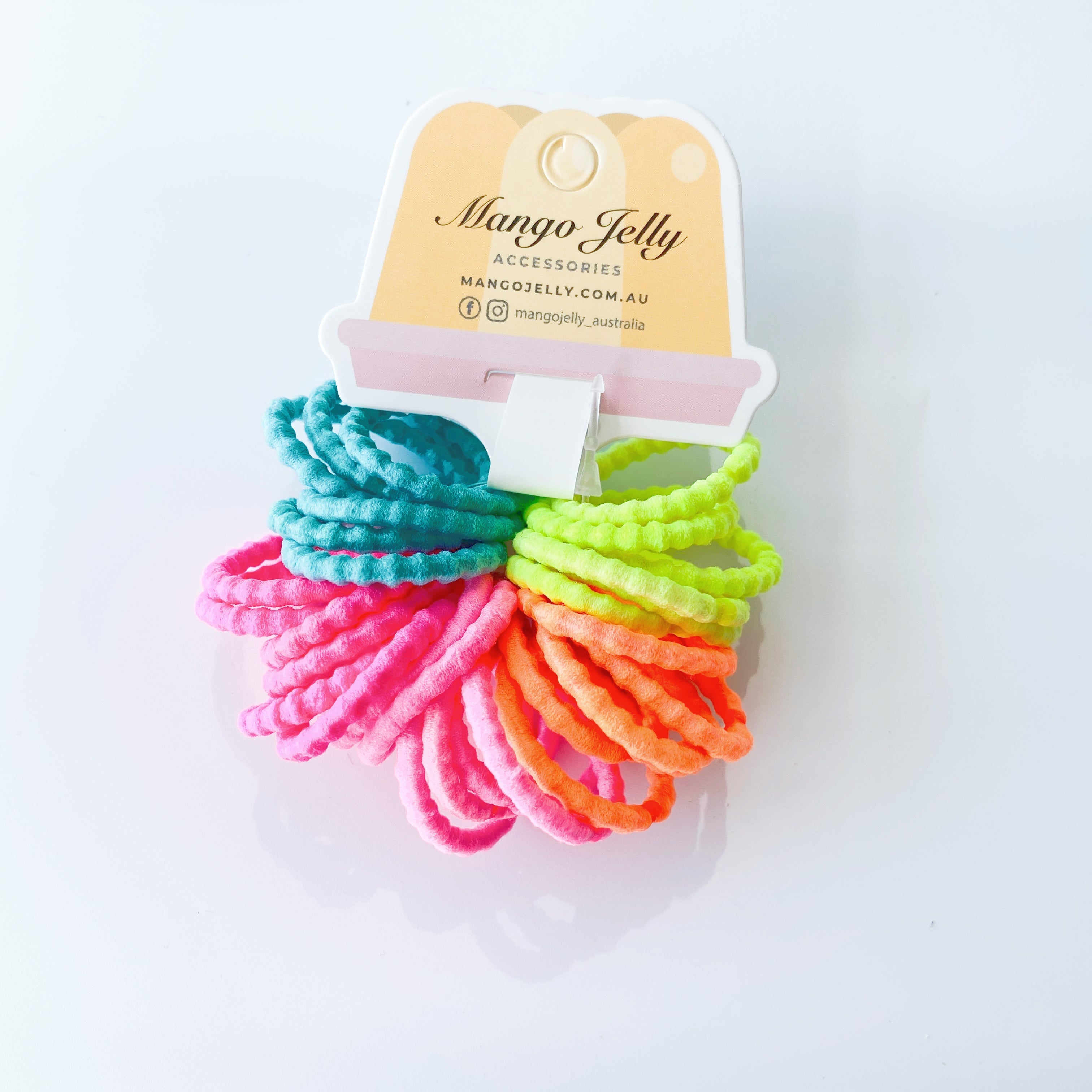 MANGO JELLY Kids Hair Ties (3cm) - Bubbly Neon (THICK) - Three Pack Secondary image