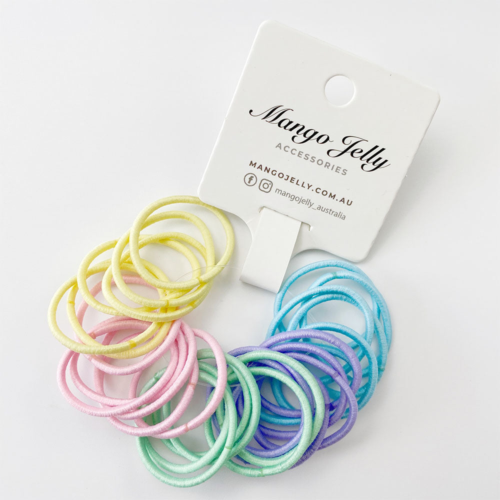 MANGO JELLY Kids Hair Ties (3cm) - Classic Soft Pastel -Twin Pack Main image