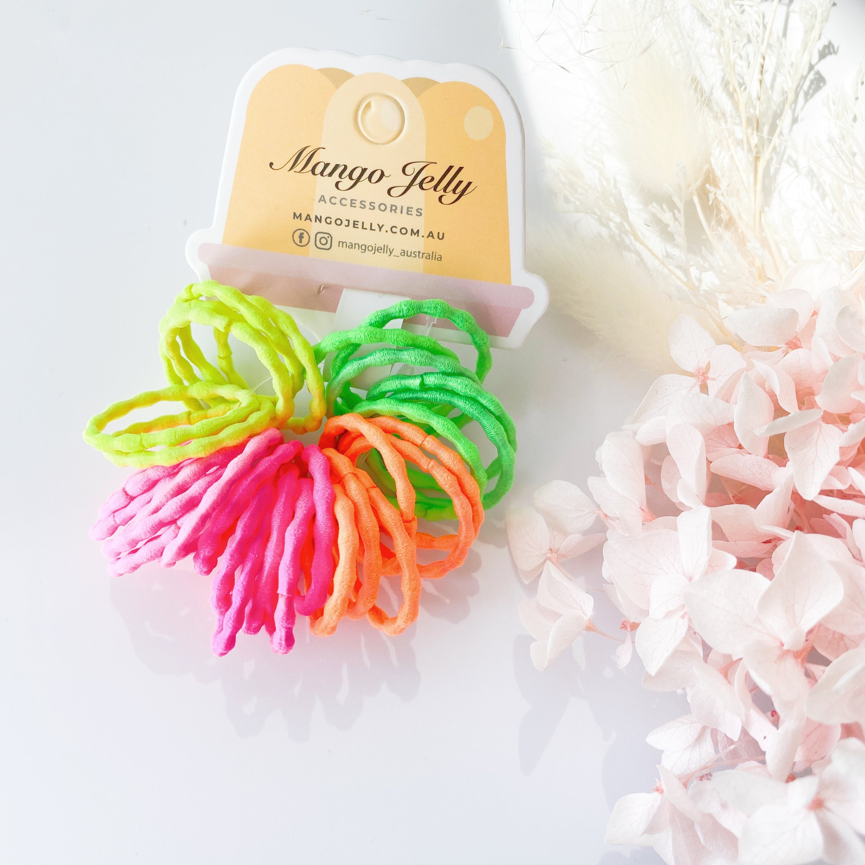 MANGO JELLY Kids Hair Ties (3cm) - Silky Pop Neon -Twin Pack Main image
