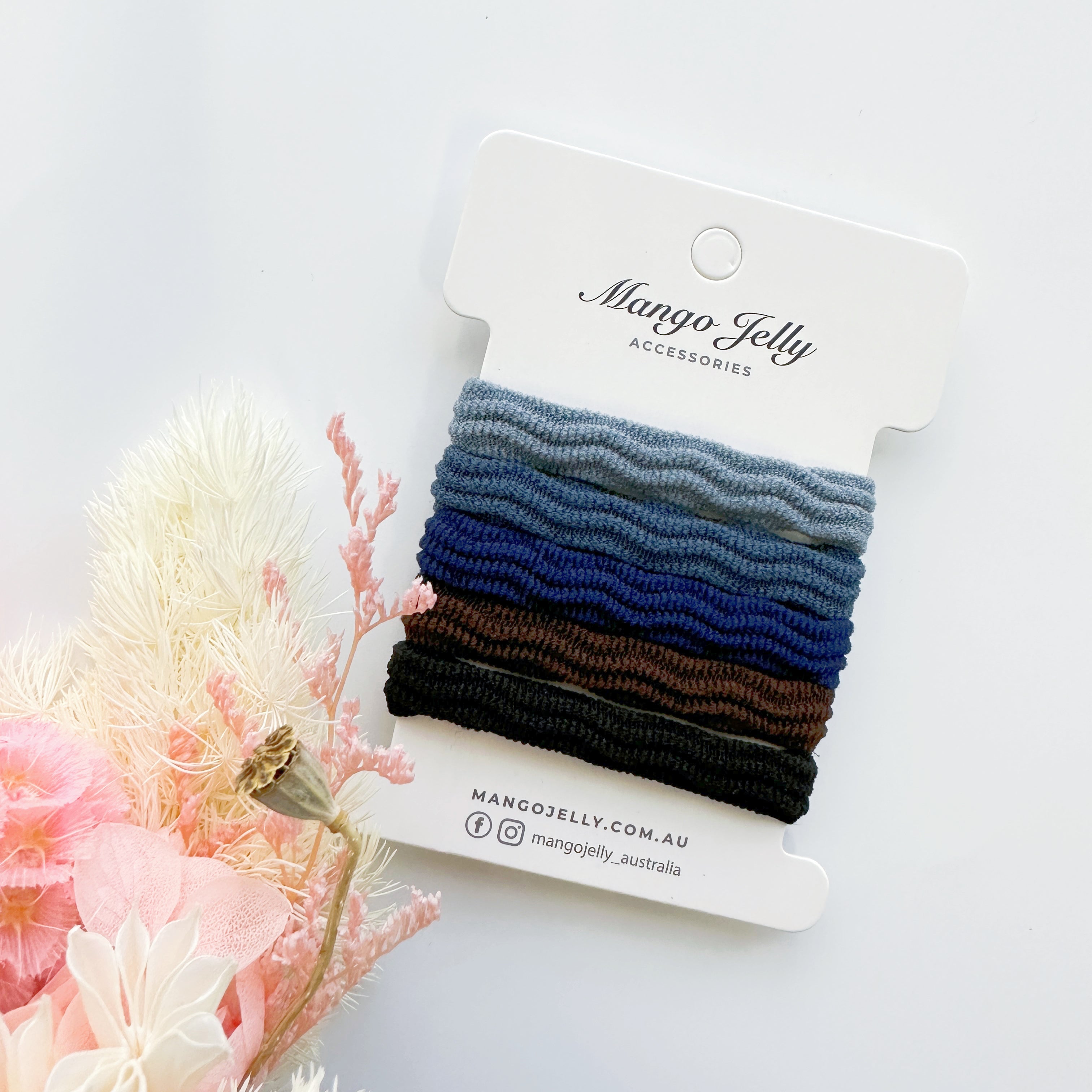 MANGO JELLY Metal Free Textured Hair ties 4cm (Thick) - Blue-One Pack Main image