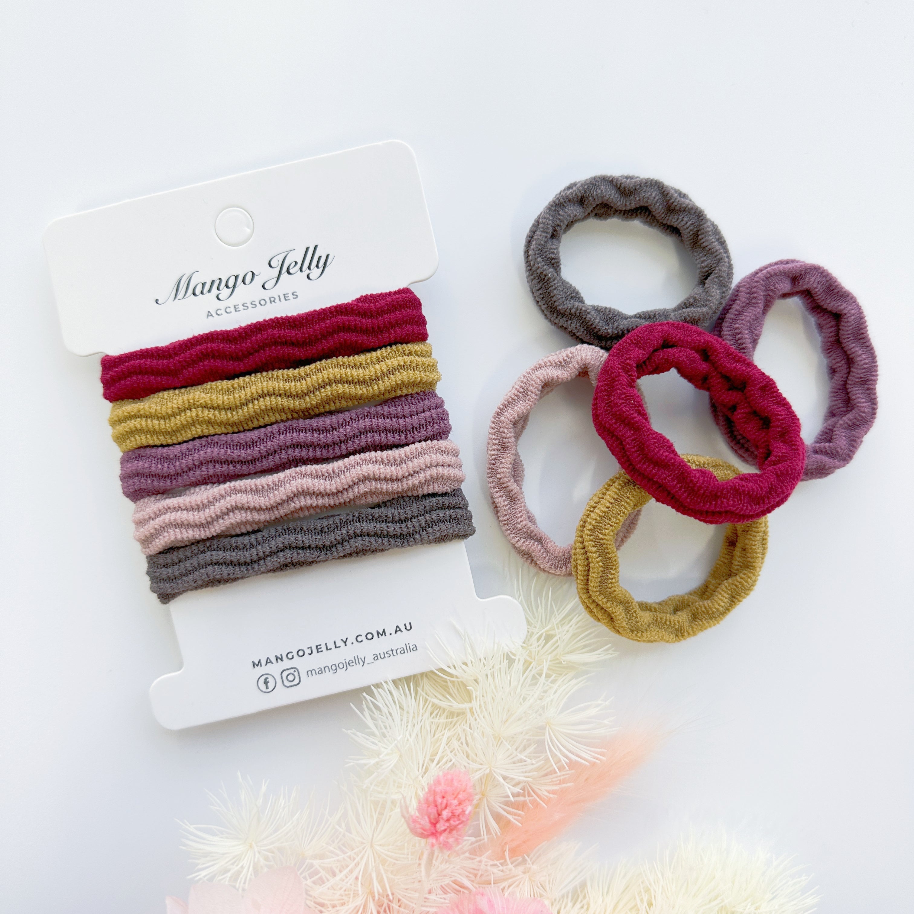 MANGO JELLY Metal Free Textured Hair ties 4cm (Thick) - Blush-Twin Pack Main image