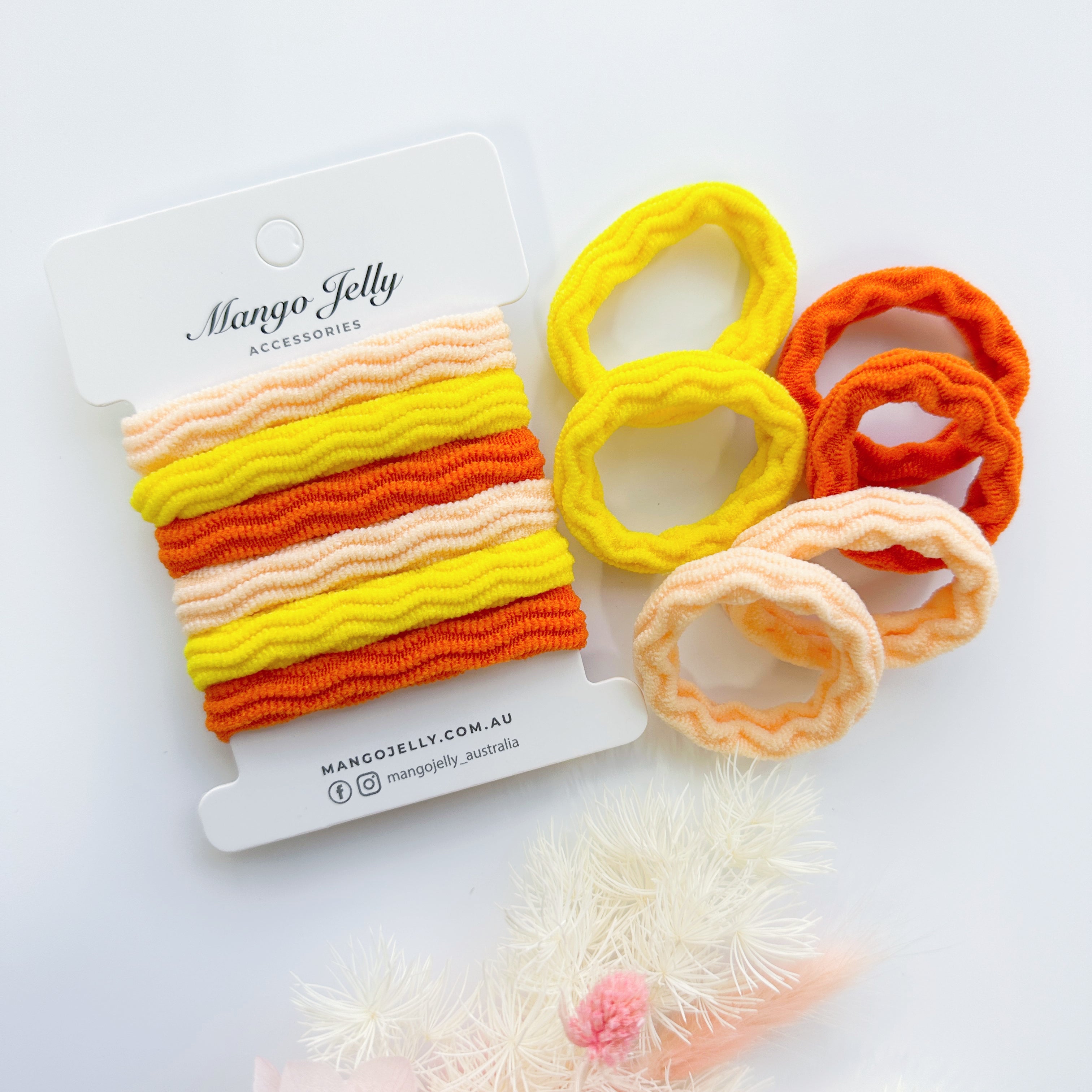MANGO JELLY Metal Free Textured Hair ties 4cm (Thick) - Autumn-Twin Pack Main image