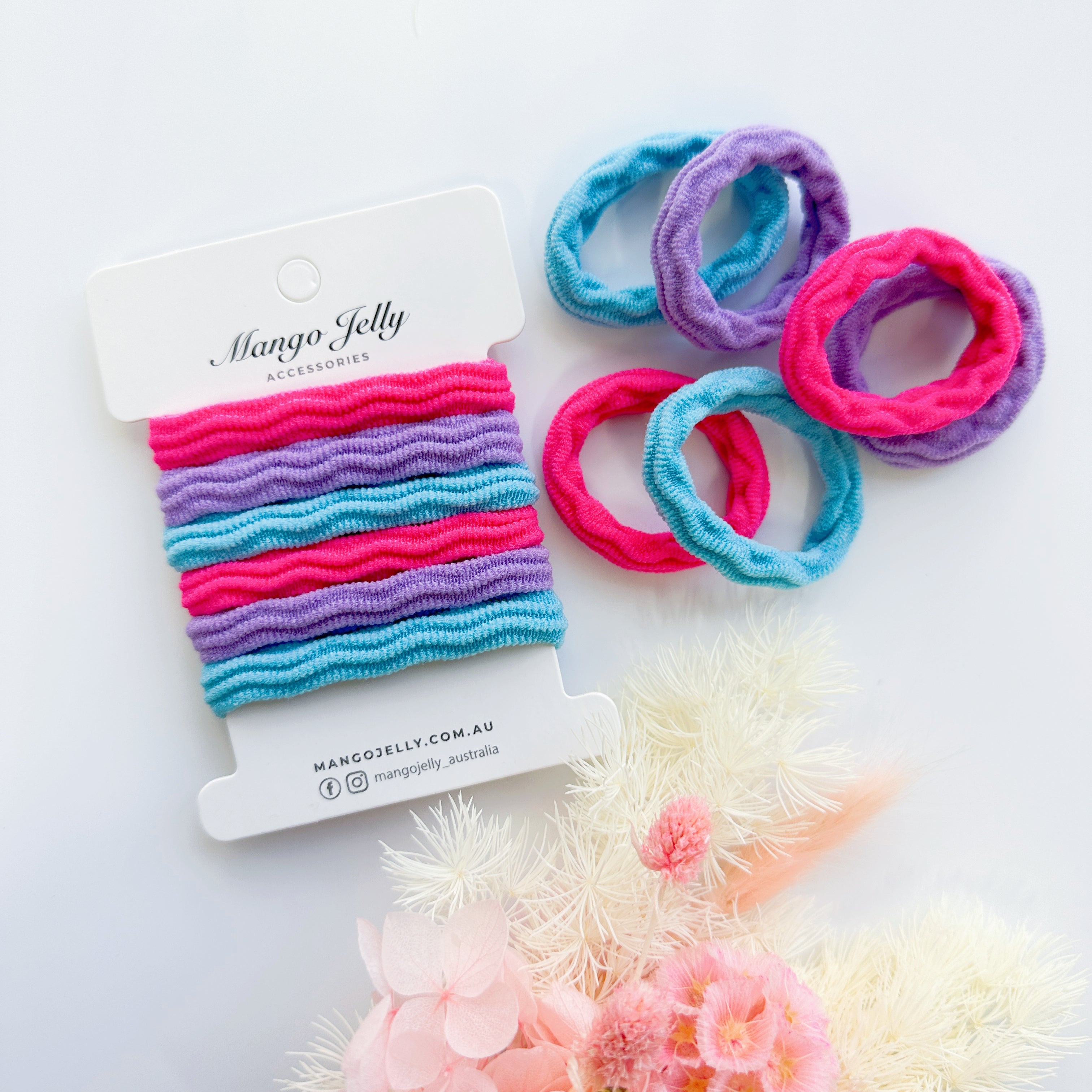 MANGO JELLY Metal Free Textured Hair ties 4cm (Thick) - Mermaid-Twin Pack Main image