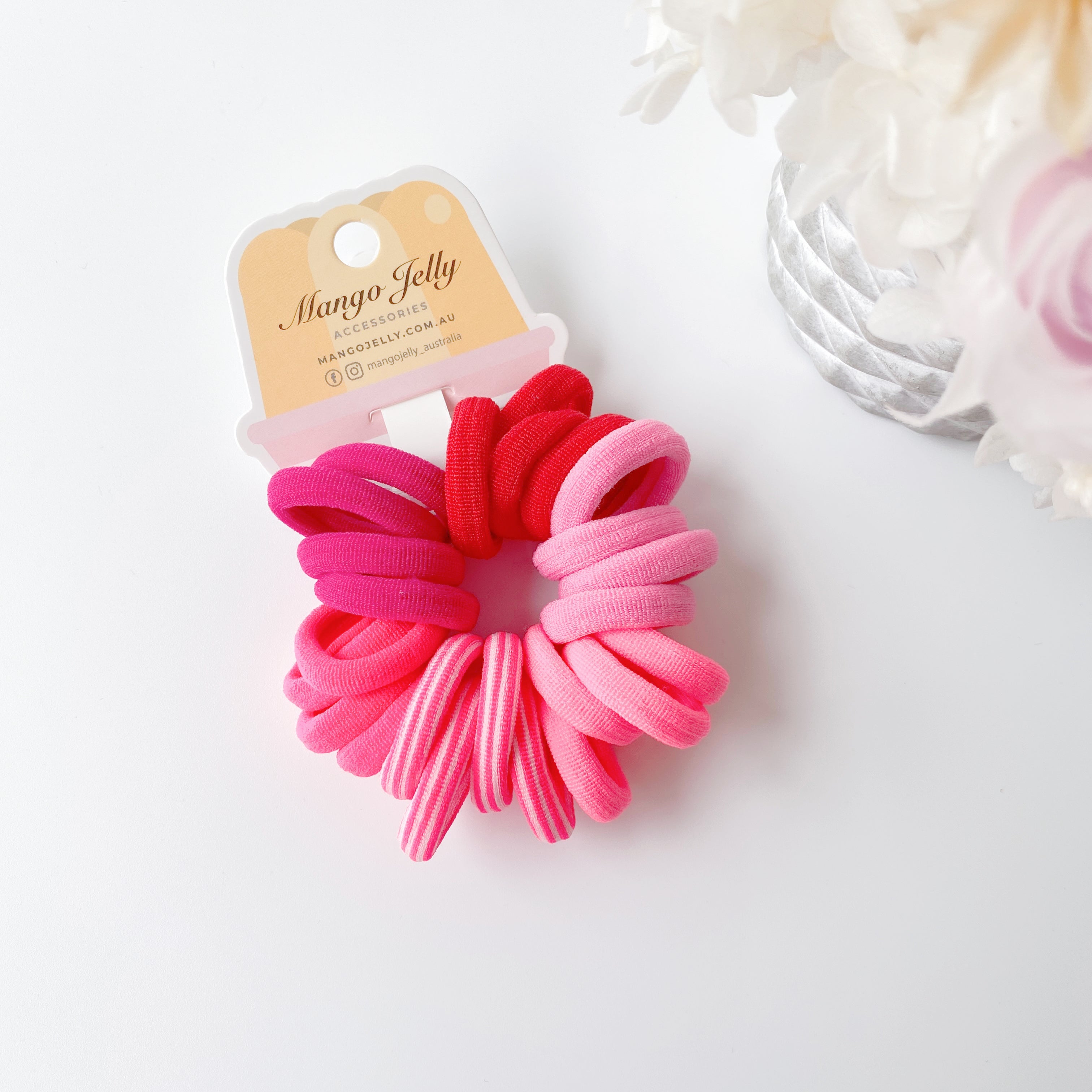 MANGO JELLY Metal Free Hair Ties (3cm) - Just Pink 24P - One Pack Main image