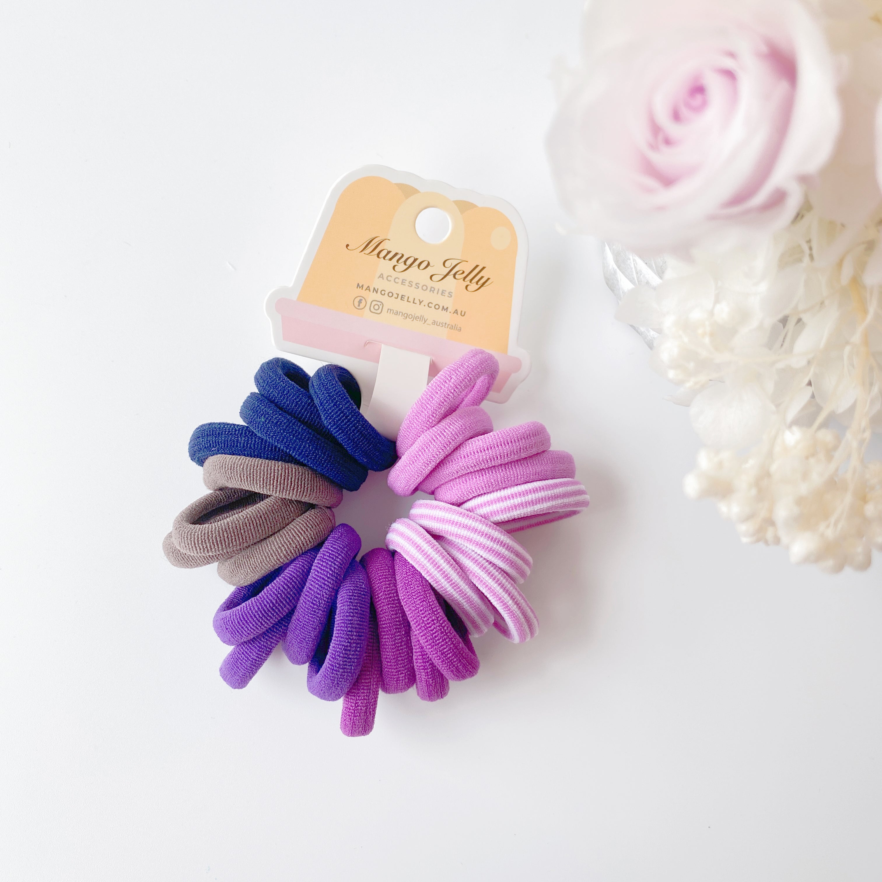 MANGO JELLY Metal Free Hair Ties (3cm) - Magic Purple 24P -Twin Pack Main image