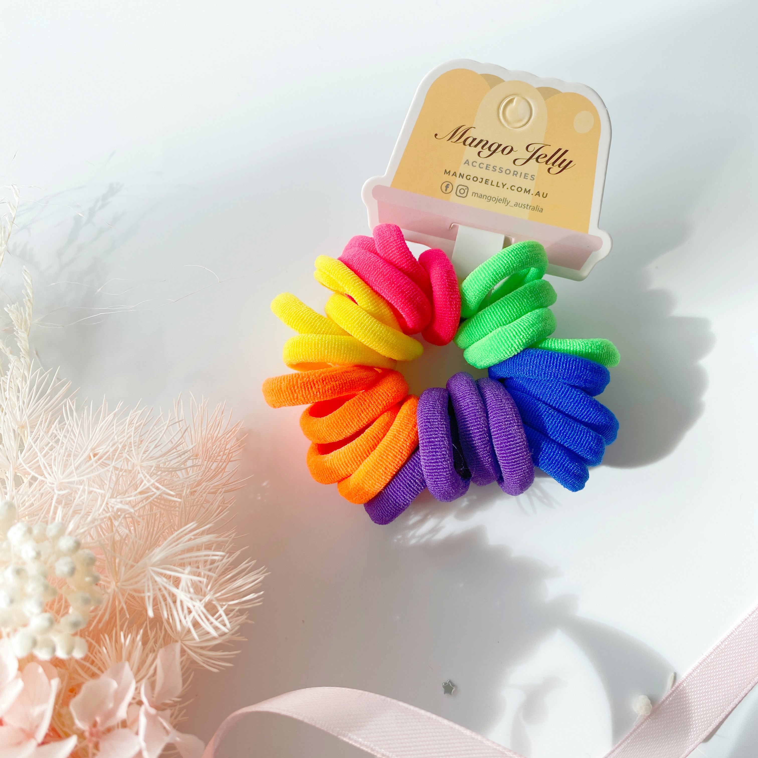 MANGO JELLY Metal Free Hair Ties (3cm) - Retro 24P - One Pack Main image