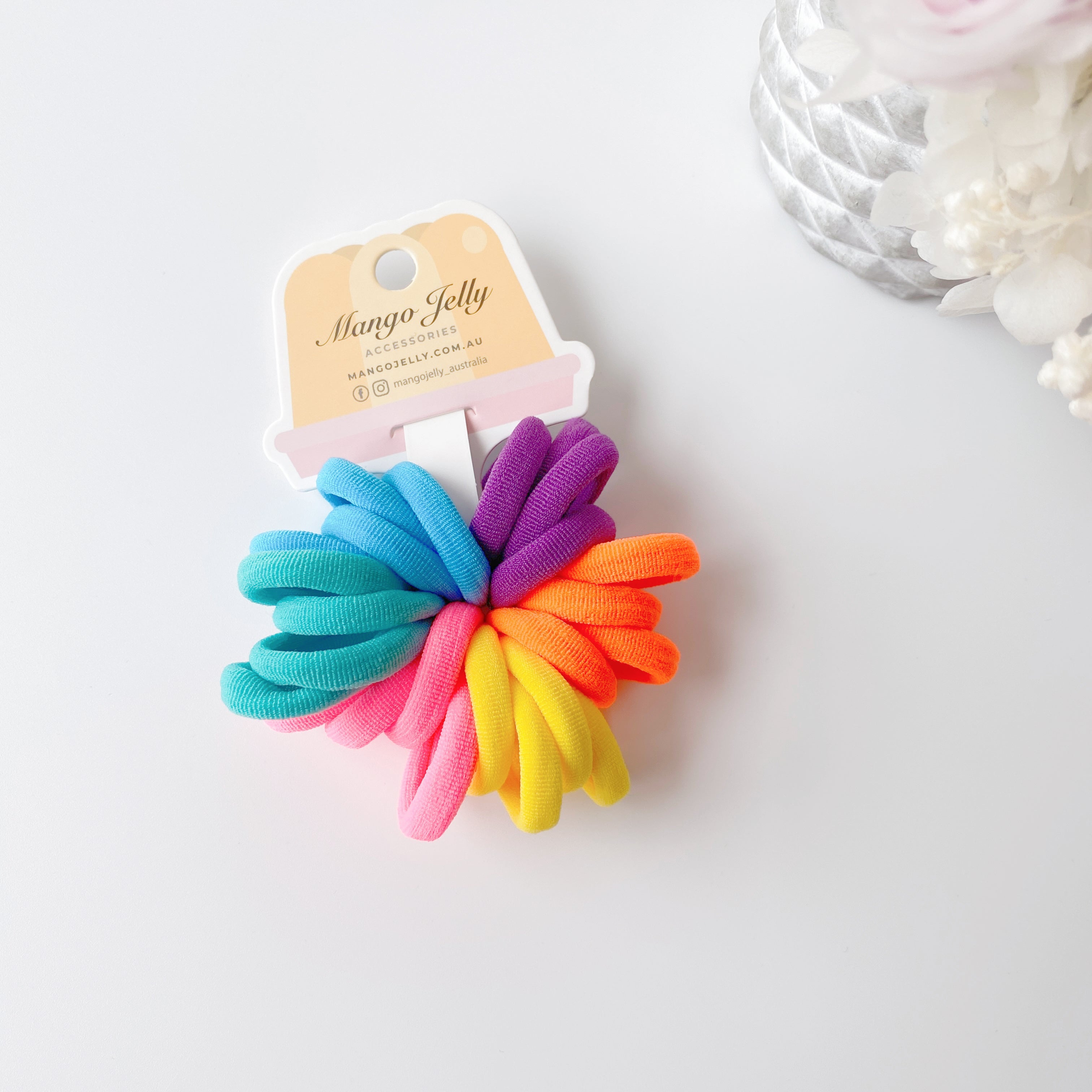 MANGO JELLY Metal Free Hair Ties (3cm) - Colour Wheel 24P - Three Pack Main image