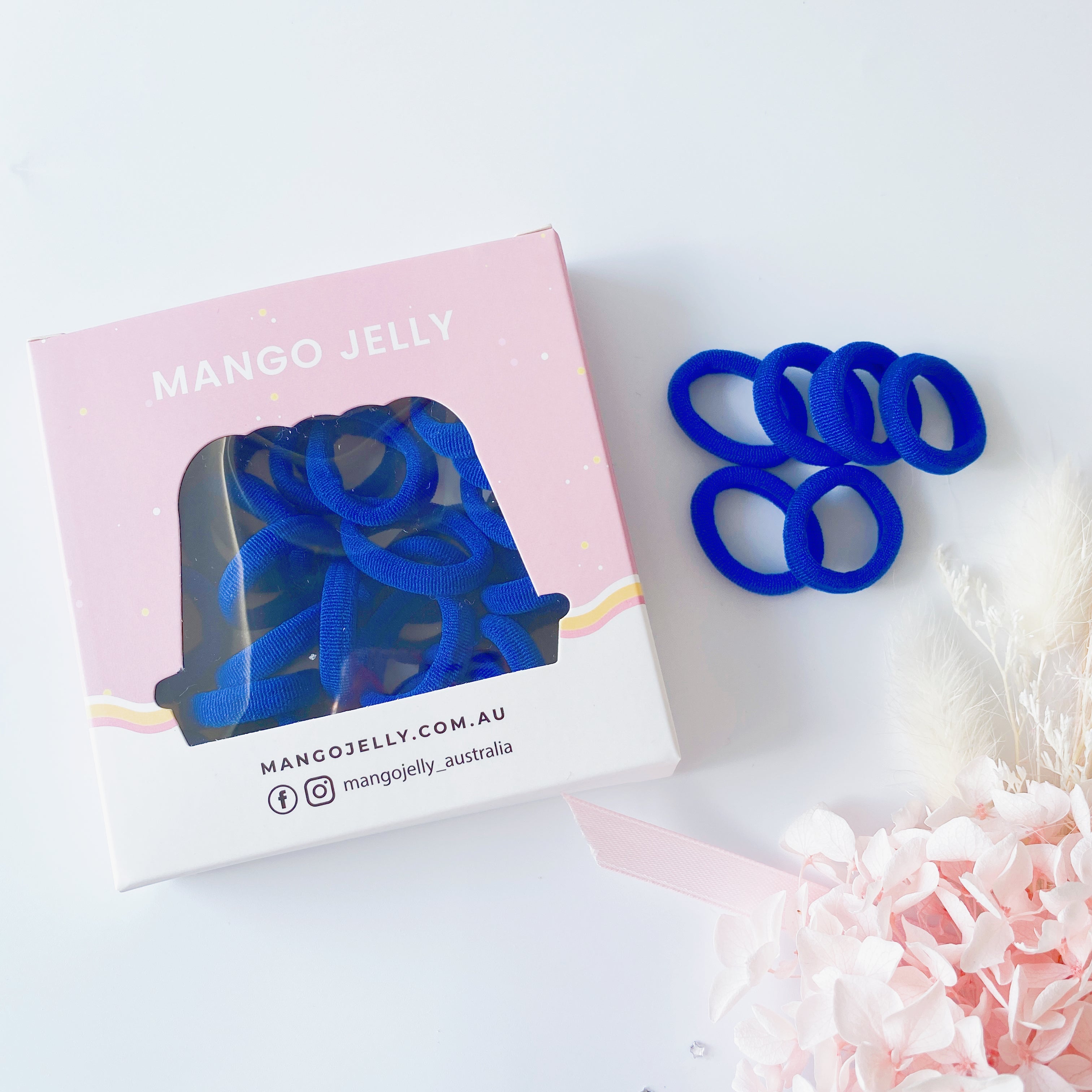 MANGO JELLY Metal Free Hair Ties (3cm) - School Colour Blue 36P - TwinPack Main image
