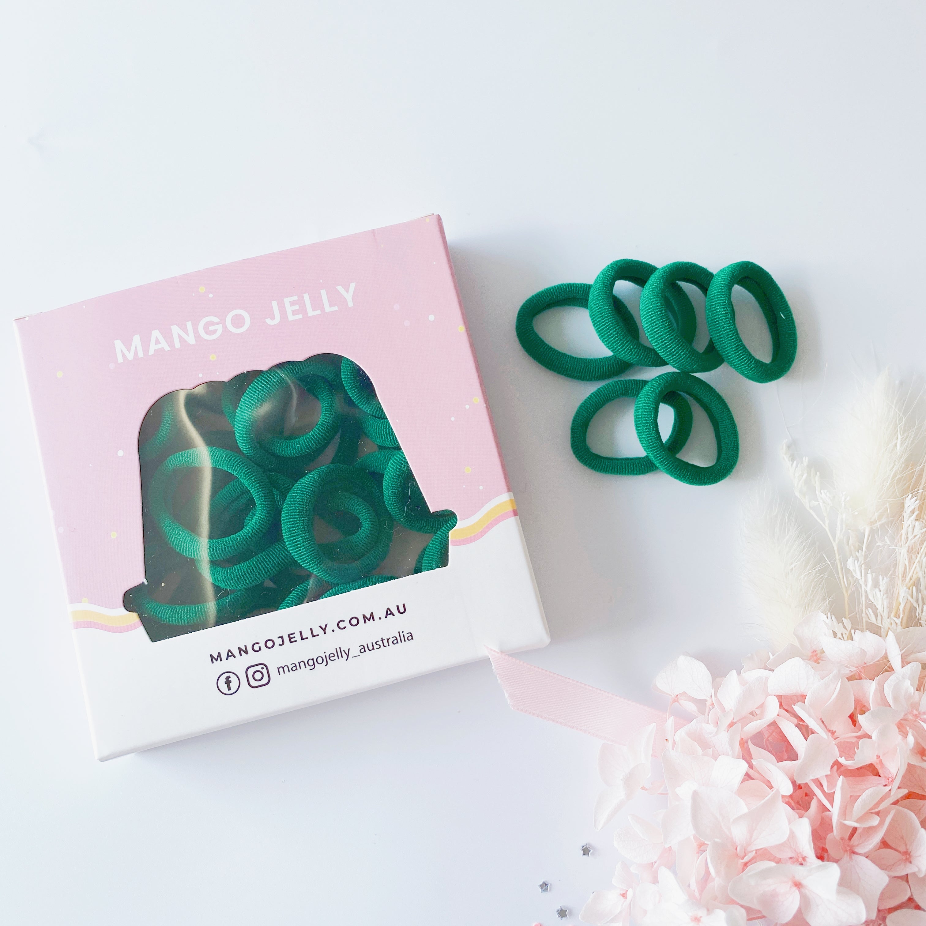 MANGO JELLY Metal Free Hair Ties (3cm) - School Colour Green 36P - TwinPack Main image