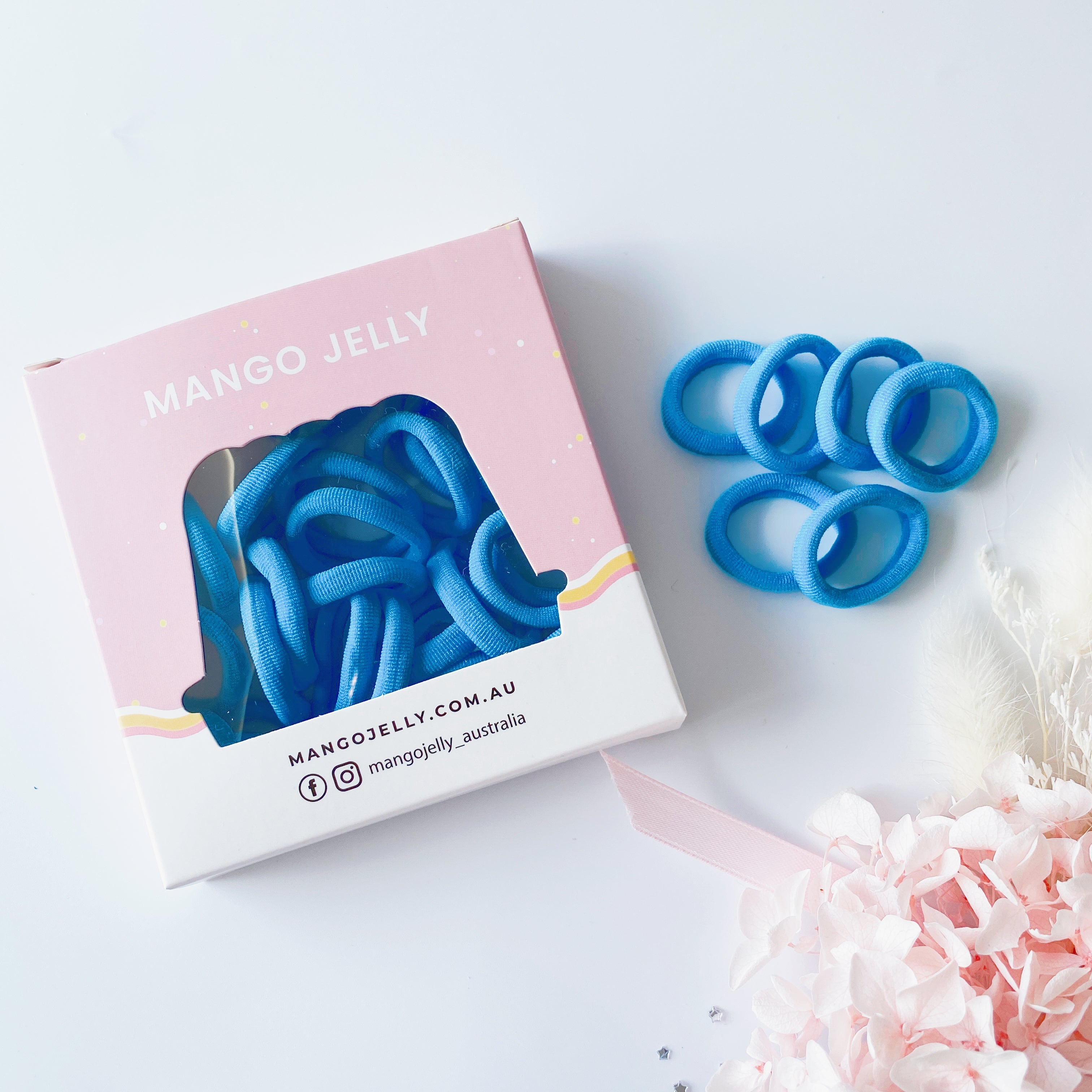 MANGO JELLY Metal Free Hair Ties (3cm) - School Colour Light Blue 36P - Three Pack Main image