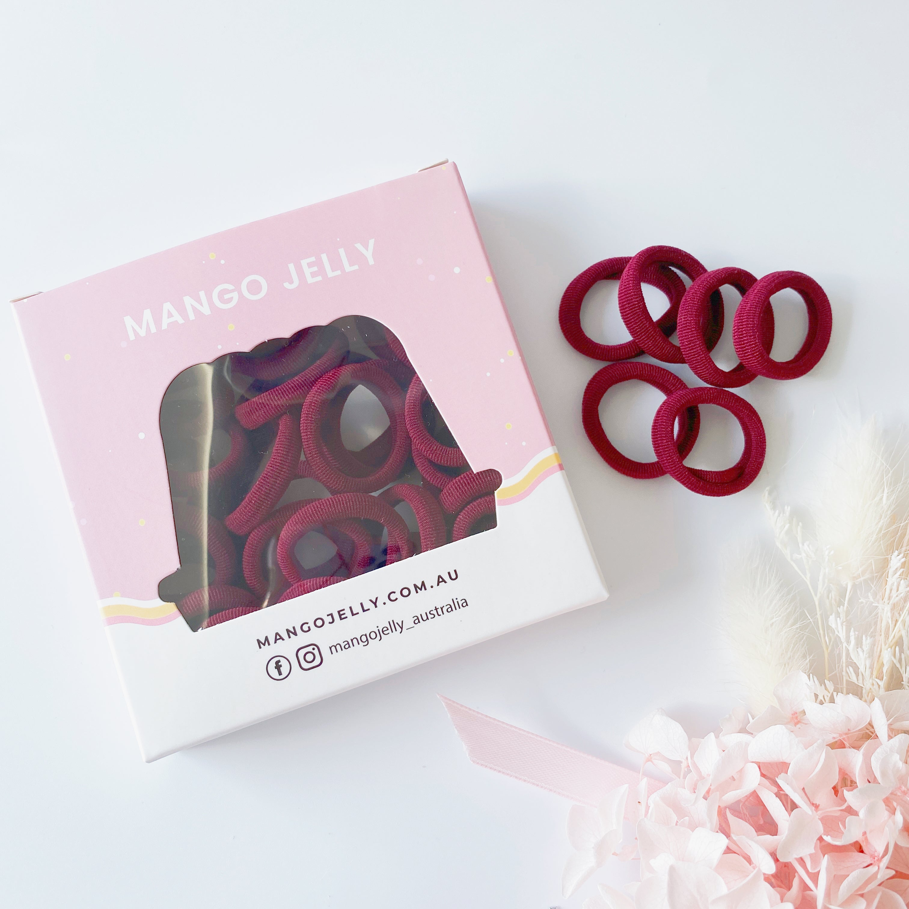 MANGO JELLY Metal Free Hair Ties (3cm) - School Colour Maroon 36P - TwinPack Main image