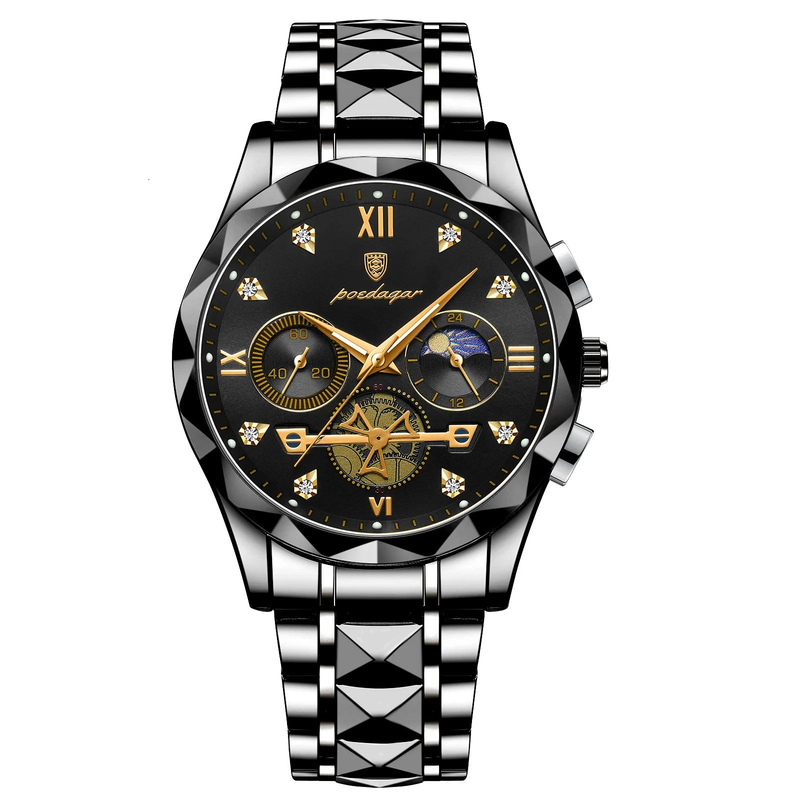 NNEOBA Mens Waterproof Luminous Chronograph Wristwatch - Black Main image
