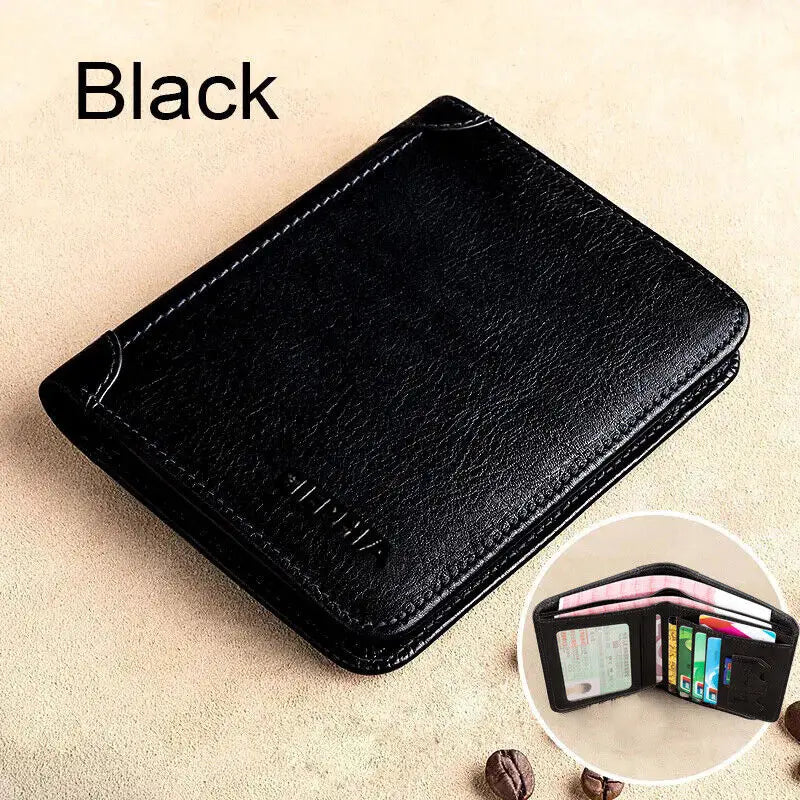 NNEOBA Genuine Leather Retro Business Wallet - Short Card Holder & Coin Purse Secondary image