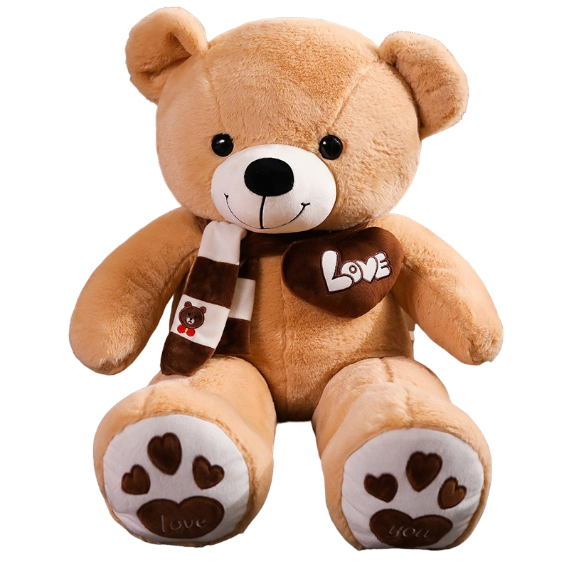 NNECN Huge 100cm Khaki Giant Teddy Bear Toys Stuffed Animals Soft Plush Cotton Scarf Bear Hold Pillow Doll Main image