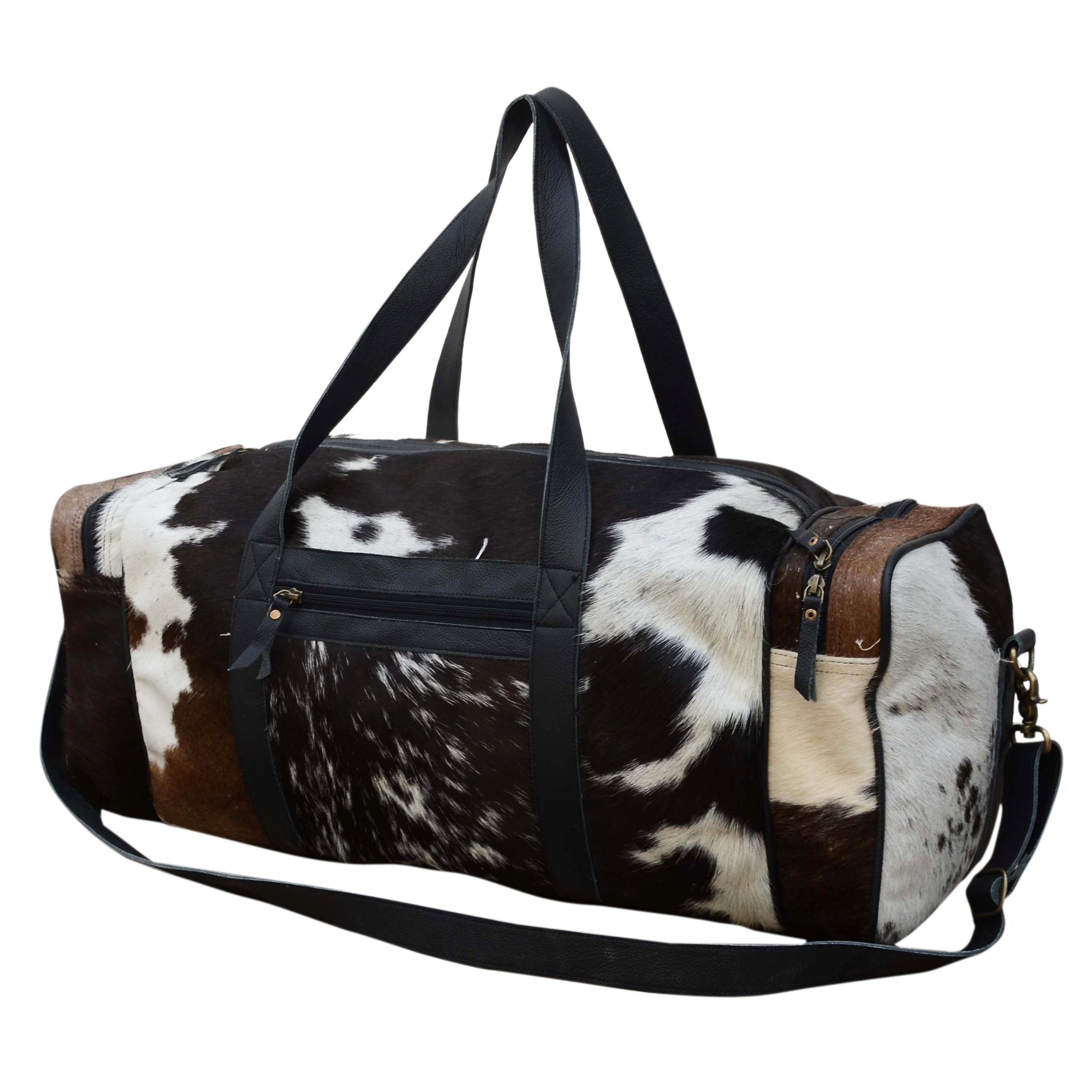 COWHIDE PATCH OVERNIGHT BAG Main image