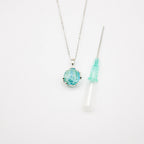 Gift Box - Aroma Necklace White Gold - Planet Celestial Aqua (Light Blue) + Purify Oil Blend