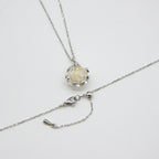 Gift Box - Aroma Necklace White Gold - Planet Stardust Crystal (Gold Clear) + Purify Oil Blend