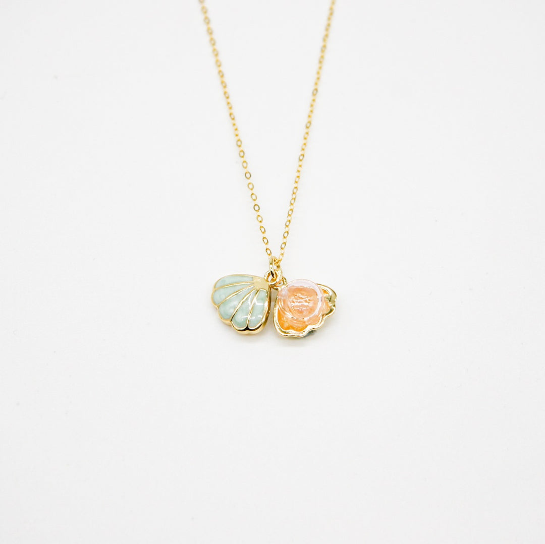 Gift Box - Aroma Necklace 925 Silver, Gold coated - Green Shell Paradise Peach (Pink) + Purify Oil Blend Secondary image