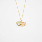 Gift Box - Aroma Necklace 925 Silver, Gold coated - Green Shell Paradise Peach (Pink) + Purify Oil Blend