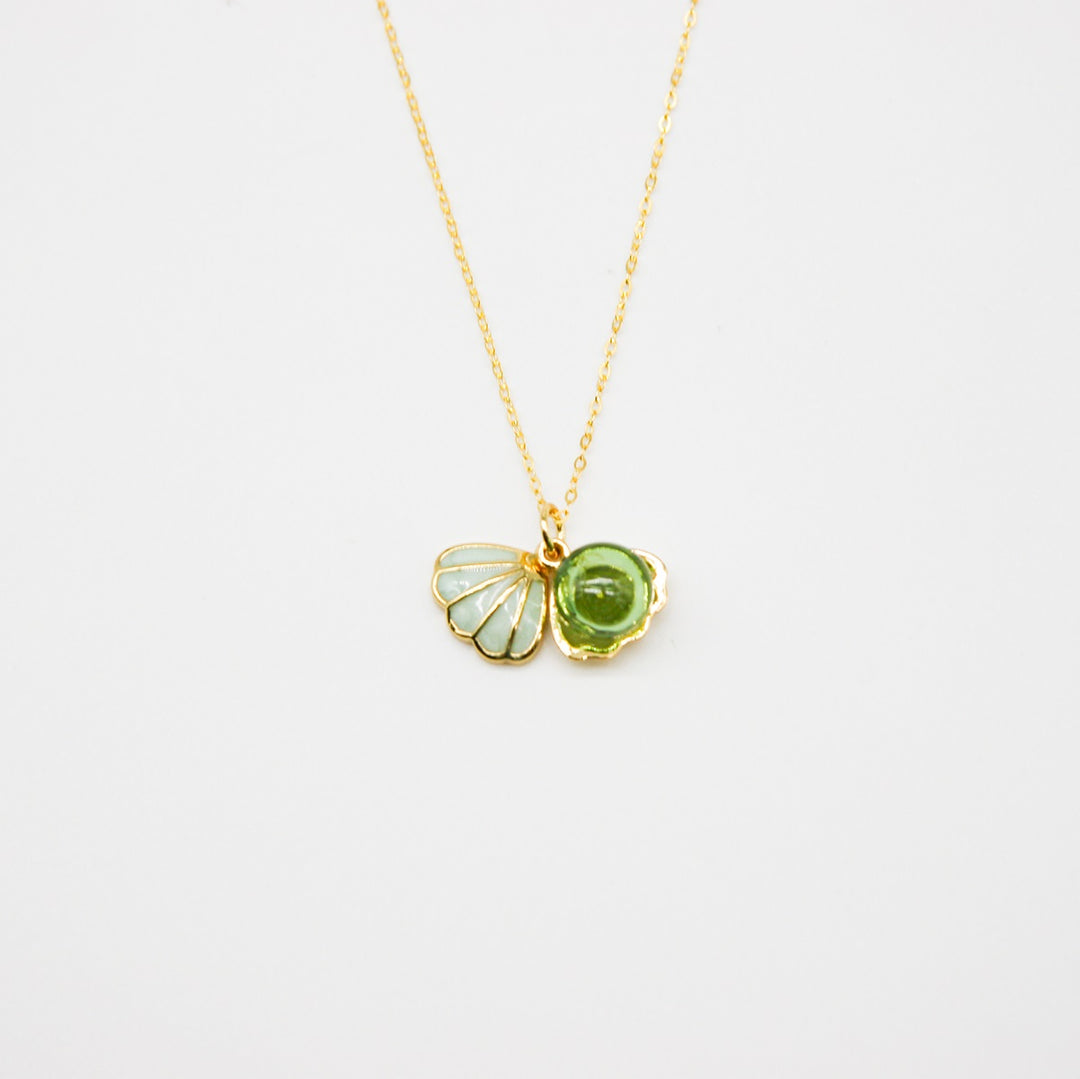 Gift Box - Aroma Necklace 925 Silver, Gold coated - Green Shell Electric Lime (Light Green) + Purify Oil Blend Secondary image
