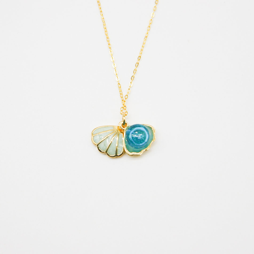 Gift Box - Aroma Necklace 925 Silver, Gold coated - Green Shell Ocean Breeze (Light blue) + Purify Oil Blend Secondary image