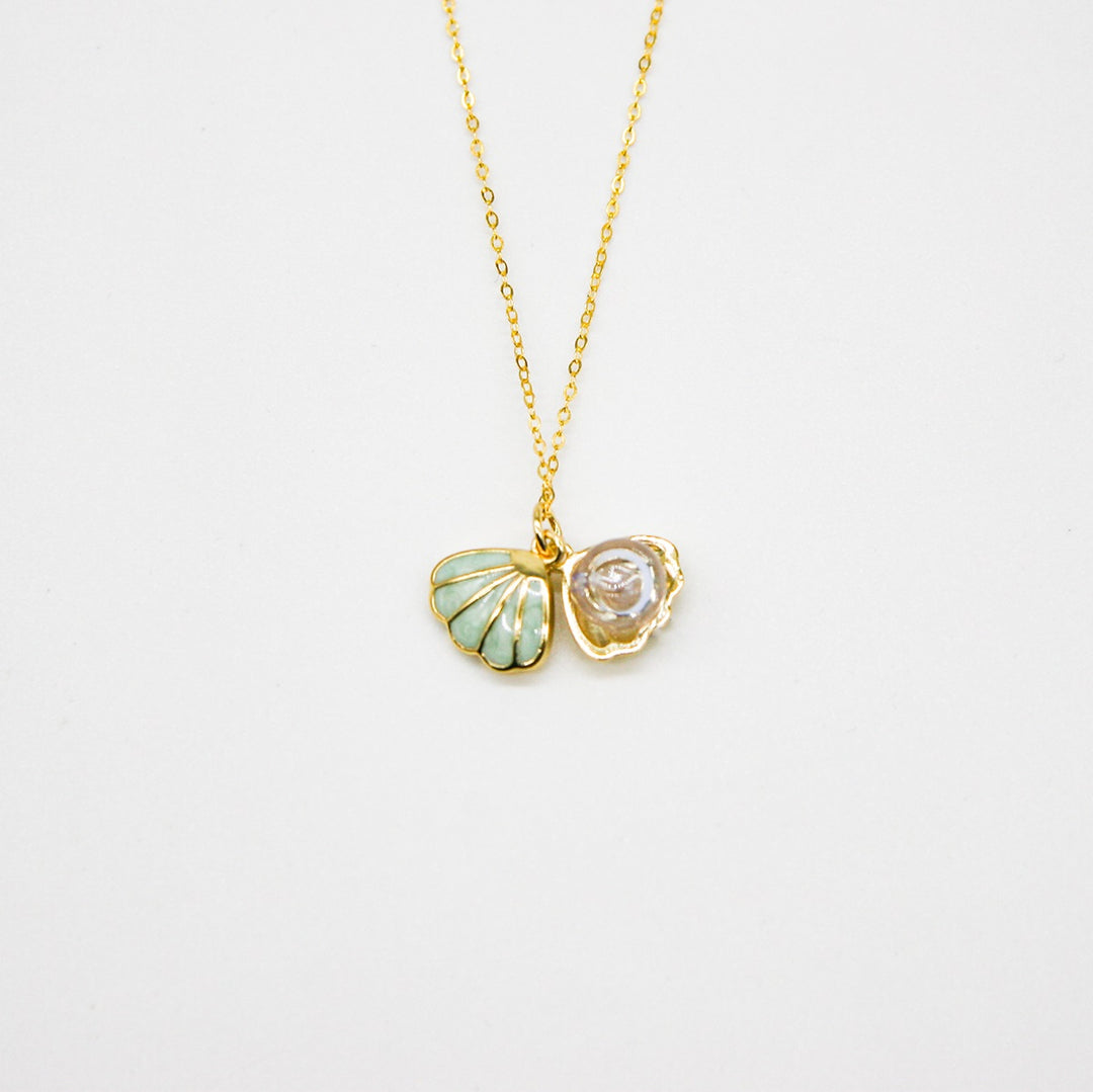 Gift Box - Aroma Necklace 925 Silver, Gold coated - Green Shell Dreamy Lavender (Light Purple) + Purify Oil Blend Secondary image