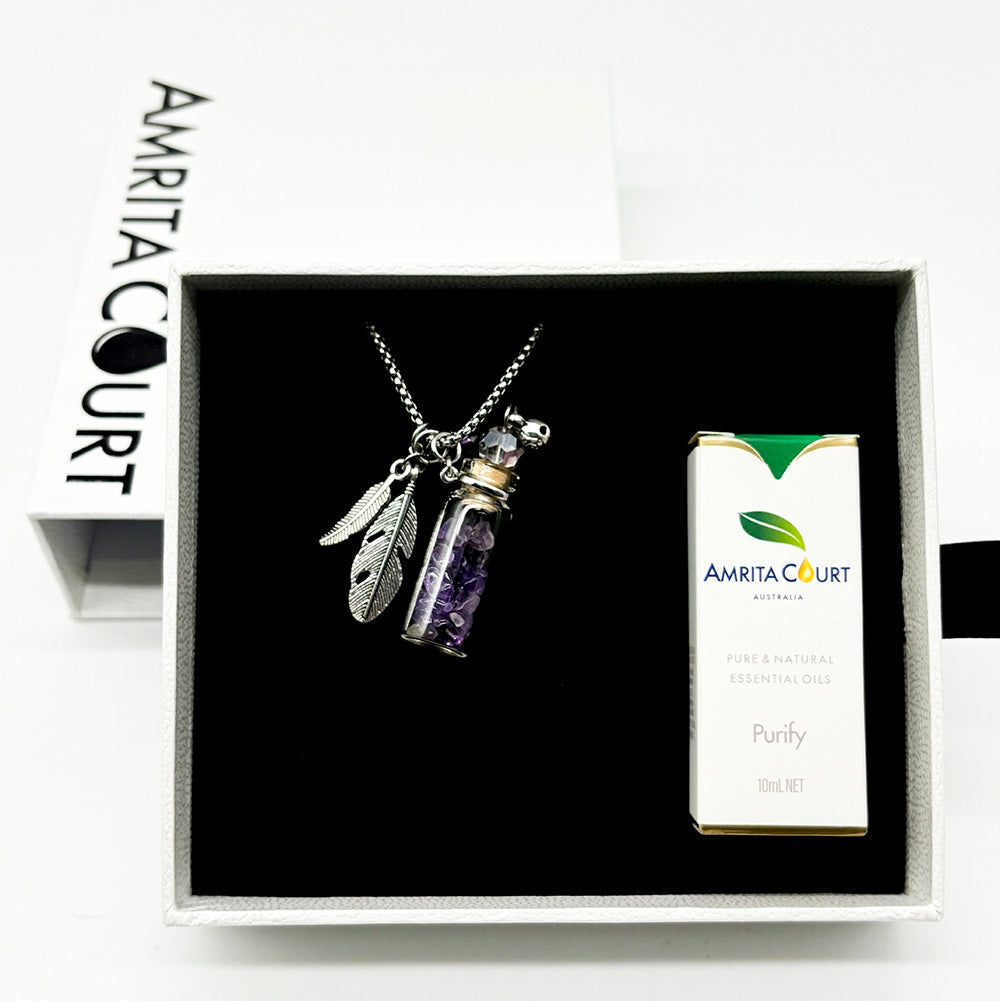 Gift Box - Crystal Bottle (Amethyst) + Purify Oil Blend Main image