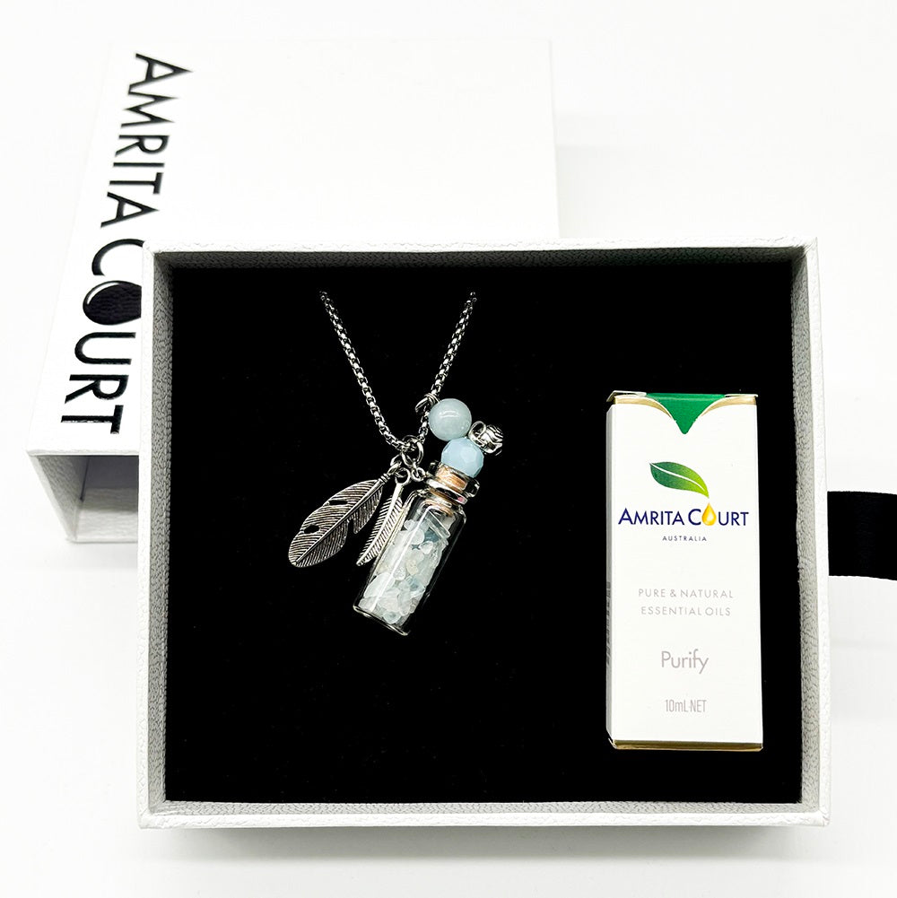 Gift Box - Crystal Bottle (Aquamarine) + Purify Oil Blend Main image