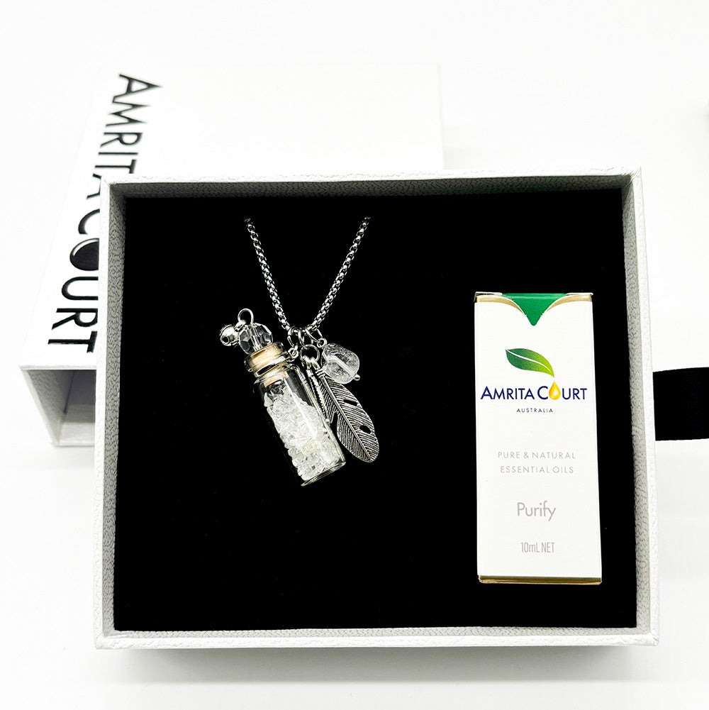 Gift Box - Crystal Bottle (Clear Quartz) + Purify Oil Blend Main image