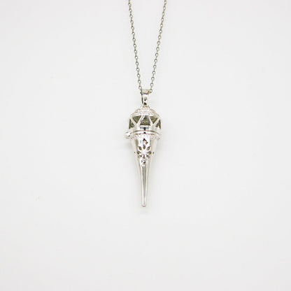 Gift Box - Cone White Gold Aroma Necklace + Purify Oil Blend