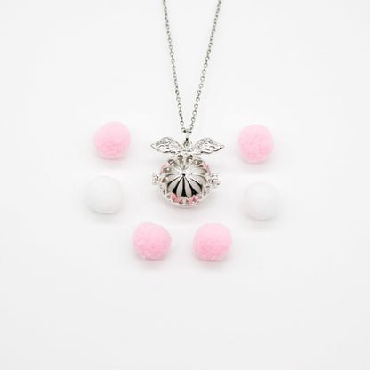 Gift Box - Angel Ball White Gold Aroma Necklace + Purify Oil Blend