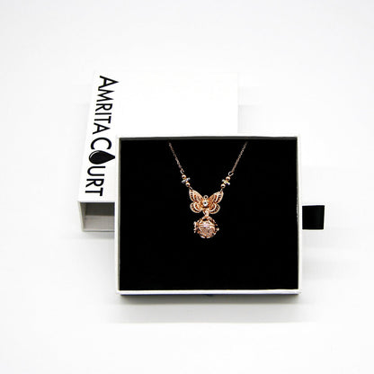 Gift Box - Butterfly Rose Gold Aroma Necklace + Purify Oil Blend