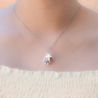 Gift Box - Rabbit White Gold Aroma Necklace + Purify Oil Blend