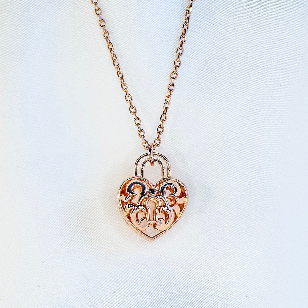Gift Box - Heart Lock Rose Gold Aroma Necklace + Purify Oil Blend Secondary image