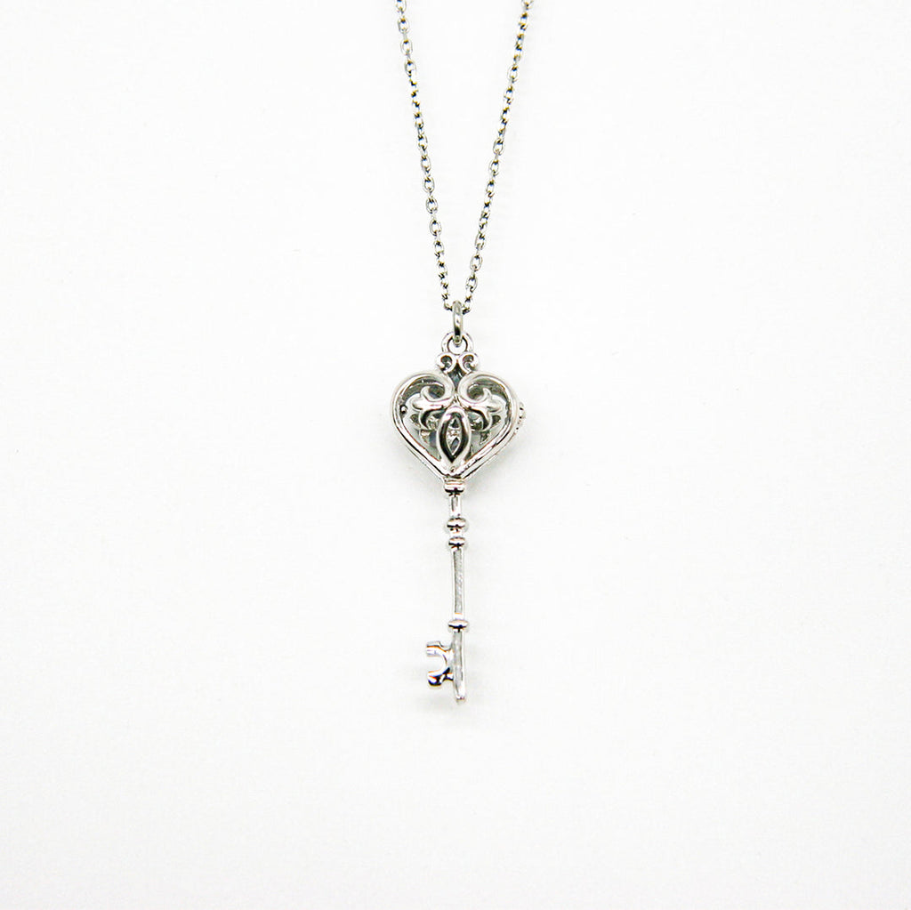 Gift Box - Key White Gold Aroma Necklace + Purify Oil Blend