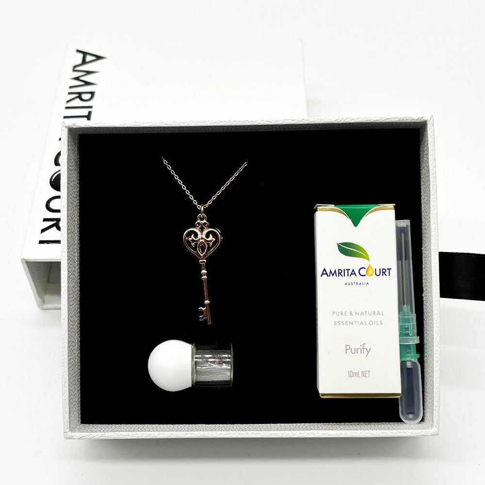 Gift Box - Key Rose Gold Aroma Necklace + Purify Oil Blend Main image