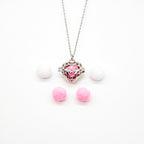 Gift Box - Love Heart White Gold Aroma Necklace + Purify Oil Blend