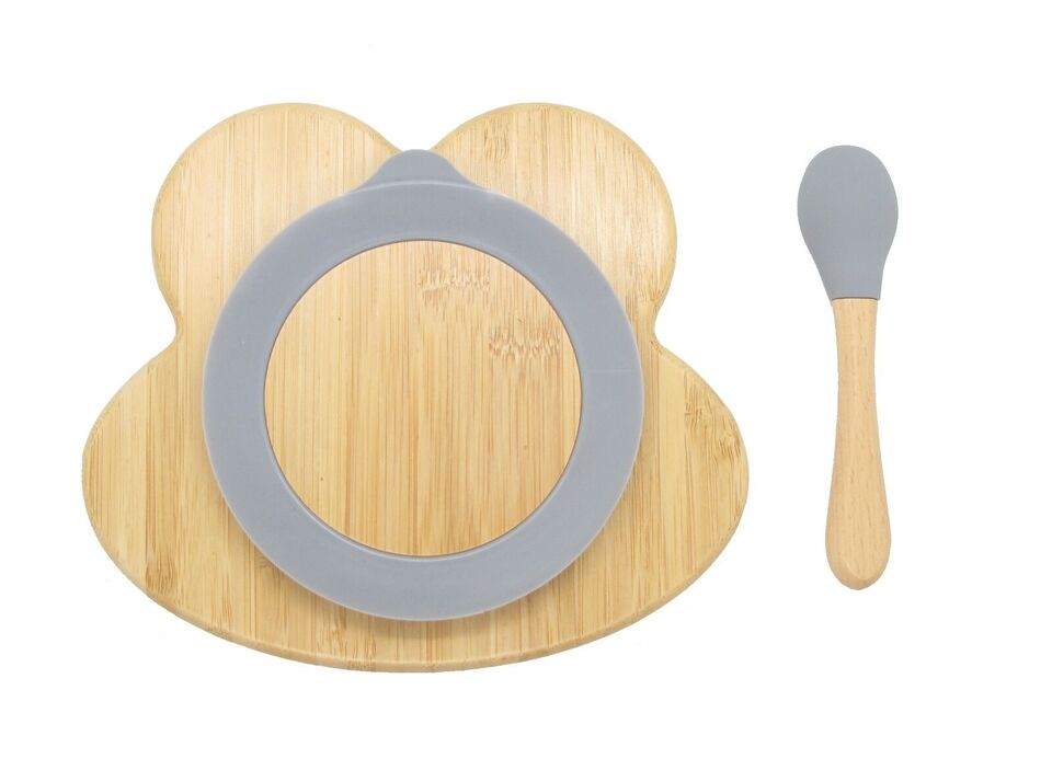 Bamboo Kids Children Baby Plate Bowl & Silicon Suction Cap Base & Spoon - Frog Secondary image