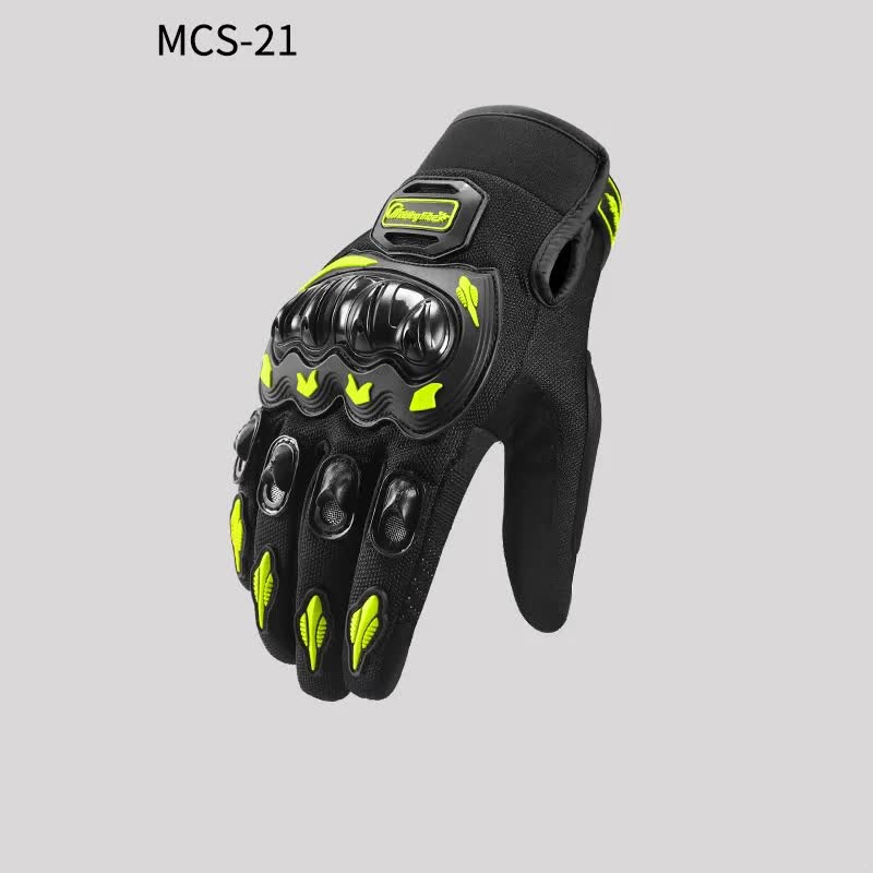 High-Performance Motorcycle Riding Gloves with Hard Knuckle Protection - Anti-Slip, Touchscreen Compatible, Neon Accents (Green,XL size) Main image