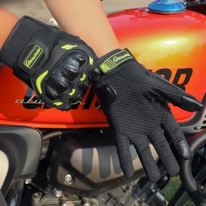 High-Performance Motorcycle Riding Gloves with Hard Knuckle Protection - Anti-Slip, Touchscreen Compatible, Neon Accents (Green,XXL size) Secondary image