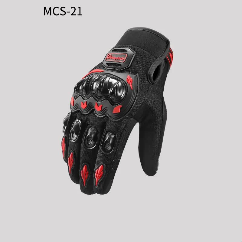 High-Performance Motorcycle Riding Gloves with Hard Knuckle Protection - Anti-Slip, Touchscreen Compatible, Neon Accents (Red,XXL size) Main image