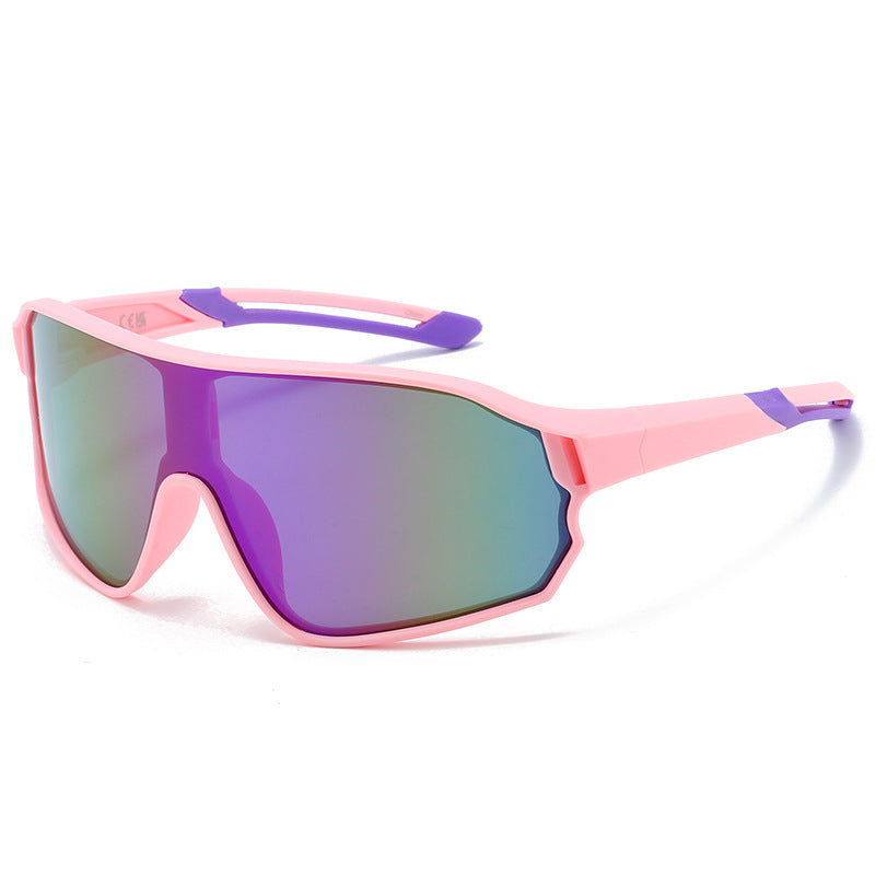 Fashionable Sports Sunglasses with Colorful Mirror Lenses - UV400 Protection for Cycling & Outdoor Activities  Pink Main image