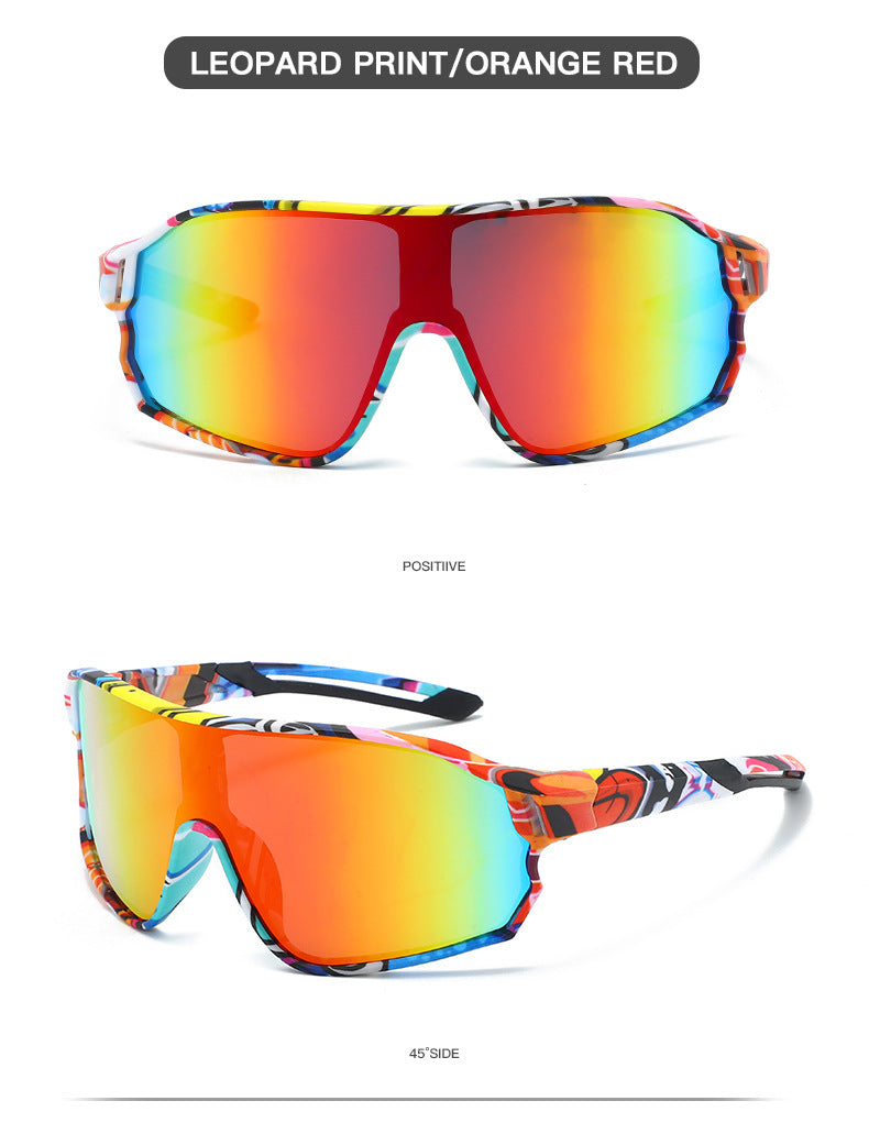 Fashionable Sports Sunglasses with Colorful Mirror Lenses - UV400 Protection for Cycling & Outdoor Activities  Leopard Secondary image