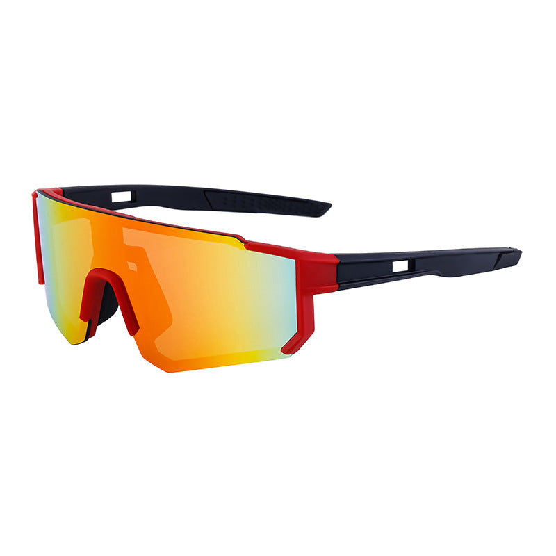 Red and Black Frame Sports Sunglasses with Fire Mirrored Lens | UV400 Performance Eyewear Main image