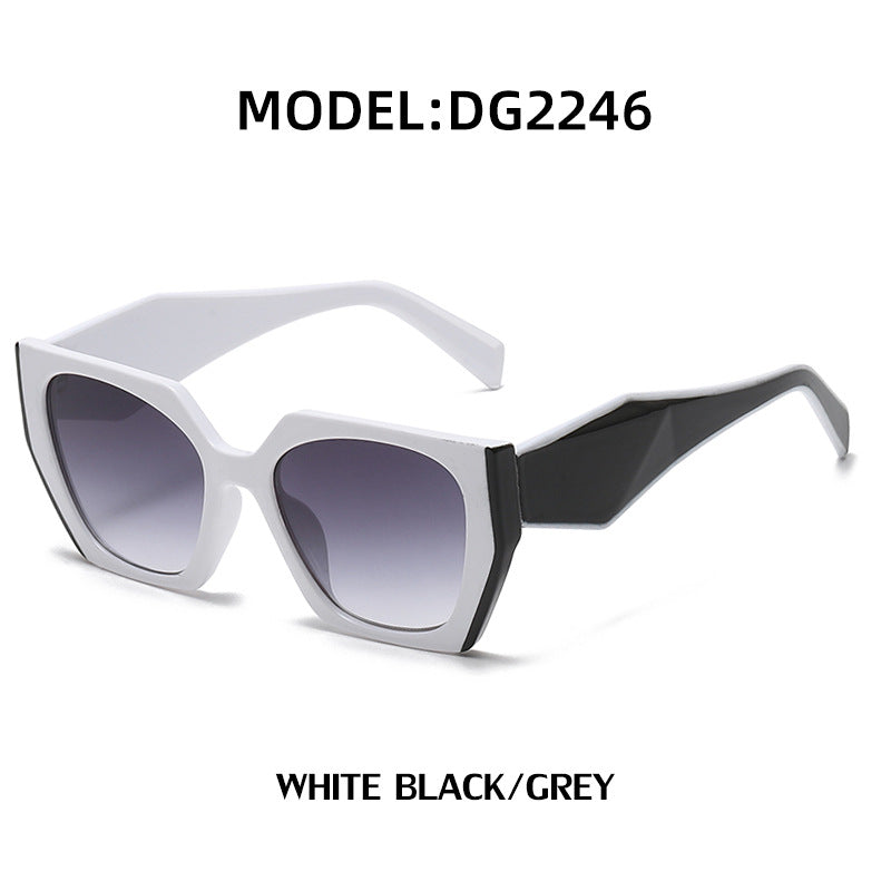 Bold Oversized White Black Frame Grey Lens Sunglasses | UV400 Designer Fashion Shades Main image