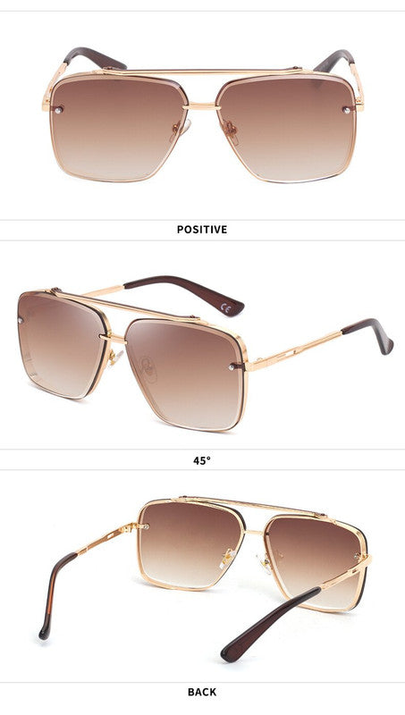 Gold Square Sunglasses,Fashionable Men's Metal, UV400 Gradient Lenses for Timeless Style Secondary image